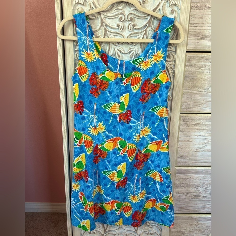 VTG 90s resort-wear made USA tropical colorful beach vacay swim suit coverup M - Picture 7 of 11